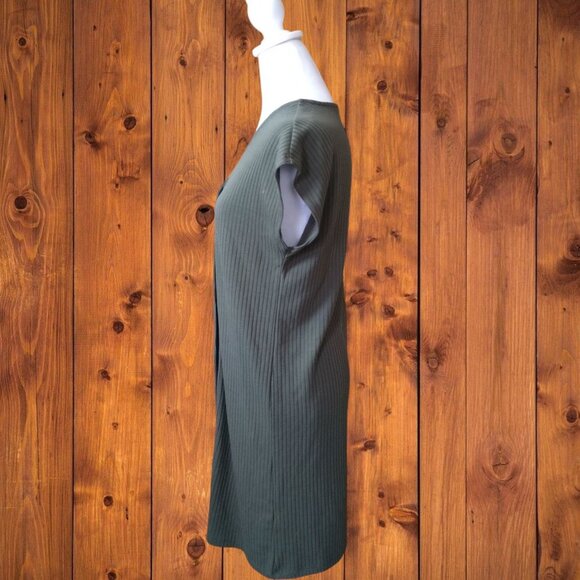 Old Navy Women's Small Green Button Front Sleeveless Rib Knit Dress V-Neck - Picture 4 of 5